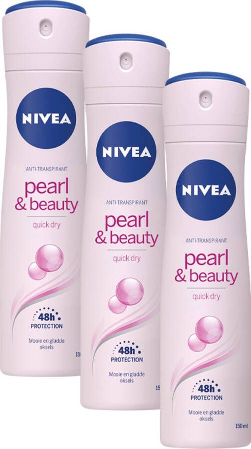 NIVEA Pearl & Beauty Deodorant Spray 3 x 150 ml Voordeelverpakking