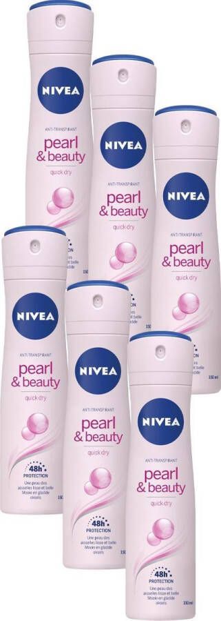 NIVEA Pearl & Beauty deodorant spray 6 x 150 ml voordeelverpakking