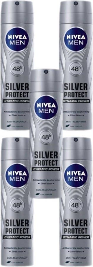 NIVEA PROMO 5 stuks MEN SILVER PROTECT deodorant spray 150 ml