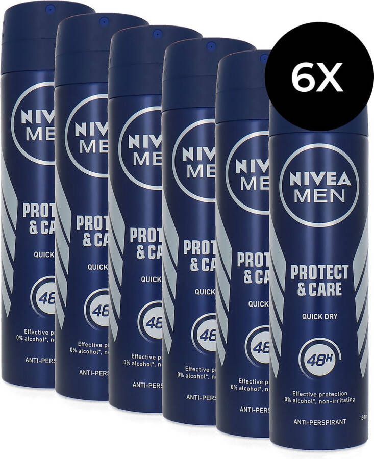 NIVEA Protect & Care 48H Deodorant Spray Quick Dry 6 x 150 ml