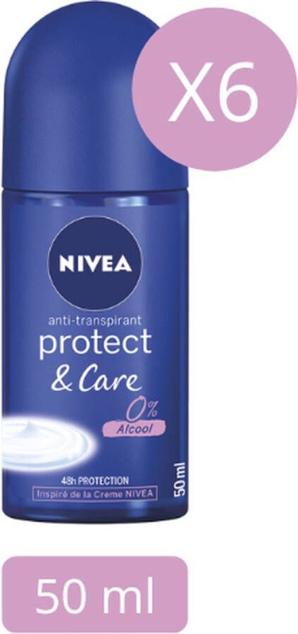 NIVEA Protect & Care 6 x 50 ml Voordeelverpakking Deodorant Roller