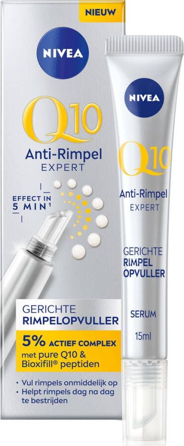 NIVEA Q10 Anti-Aging Wrinkle Filler Serum Gezicht Rimpel Vuller Voor de rijpe huid Gezichtsserum Met Q10 en bioxifillpeptiden Oogserum 15 ml