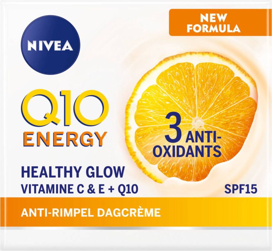 NIVEA Q10 Energy Anti-Rimpel Dagcrème Normale en vermoeide huid SPF 15 Met vitamine C en Q10 50 ml