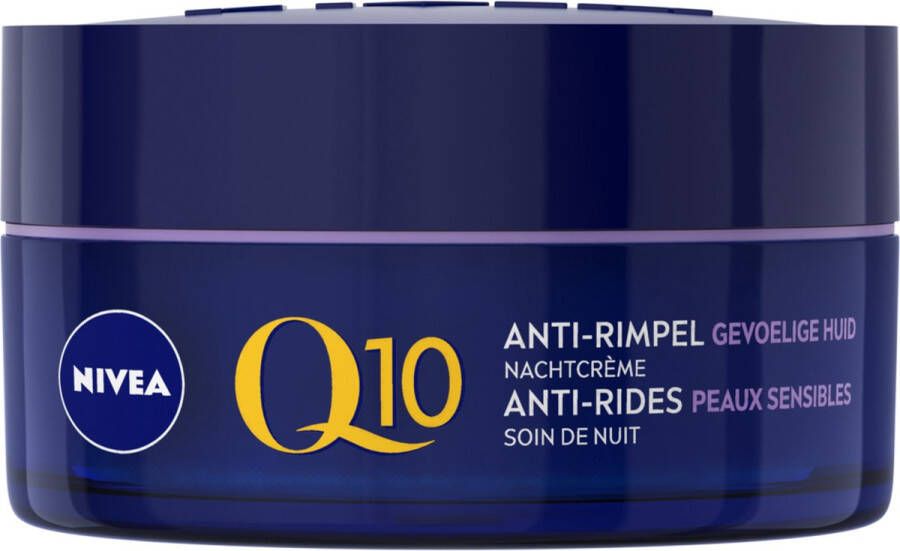 NIVEA Q10 POWER Anti-Rimpel Sensitive Nachtcrème Gevoelige huid Kalmeert en verstevigt Met Q10 creatine en zoethoutextract 50 ml