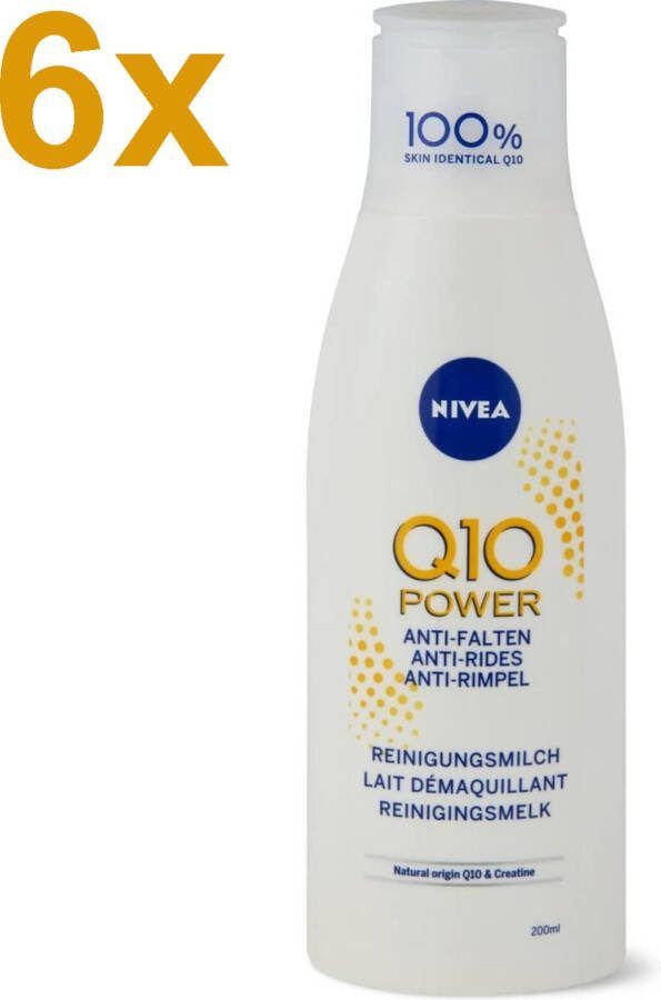 NIVEA Q10 Power Reinigingsmelk Anti-Rimpel 6x 200ml Voordeelverpakking