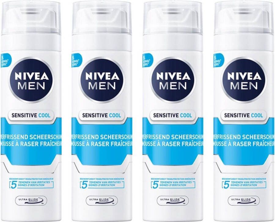 NIVEA Scheerschuim Sensitive Cool 4 x 200 ml