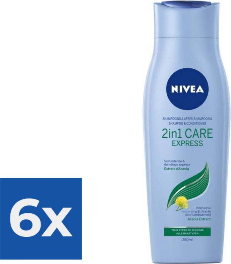 NIVEA Shampoo 2 in 1 Care Express 250 ml Voordeelverpakking 6 stuks
