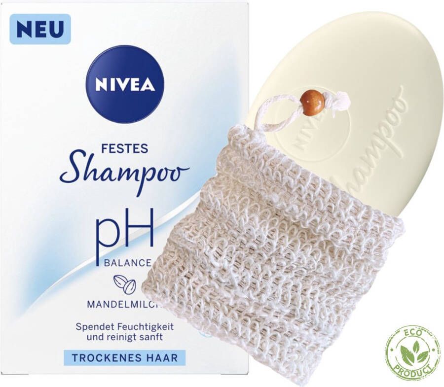 NIVEA Shampoo Bar voor Droog Haar Met Biokatoen Waszakje Duurzaam en Biologisch