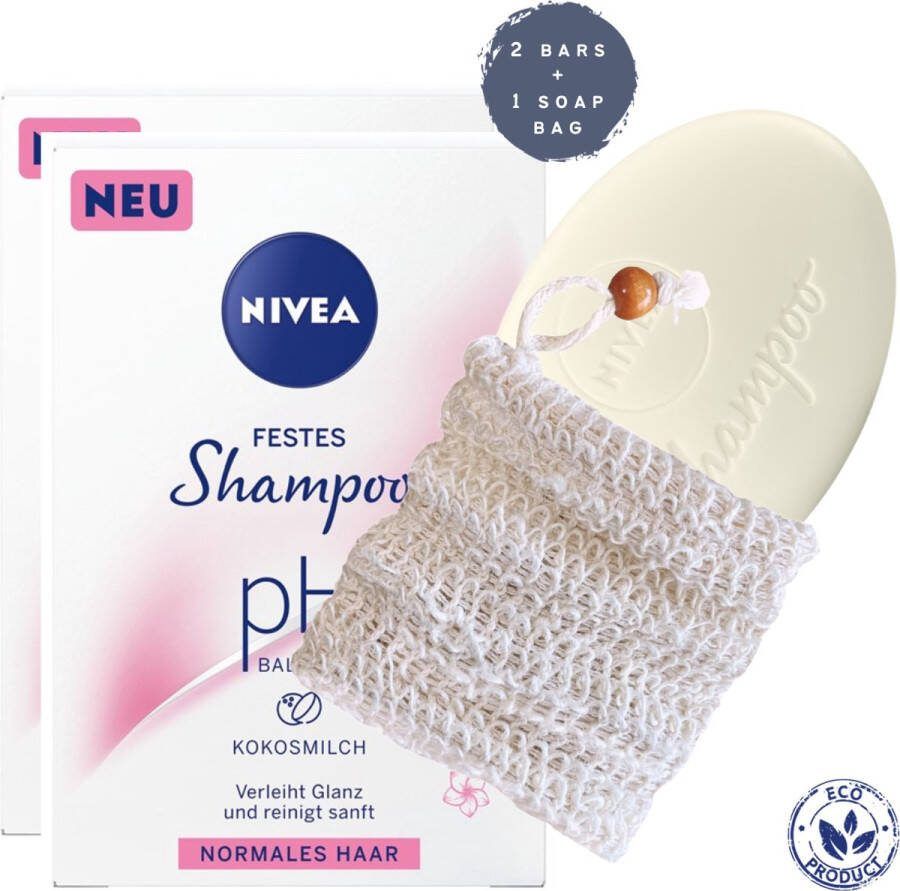 Green-goose Nivea Shampoo Bar voor Normaal Haar 2 Stuks Met Zeepzakje