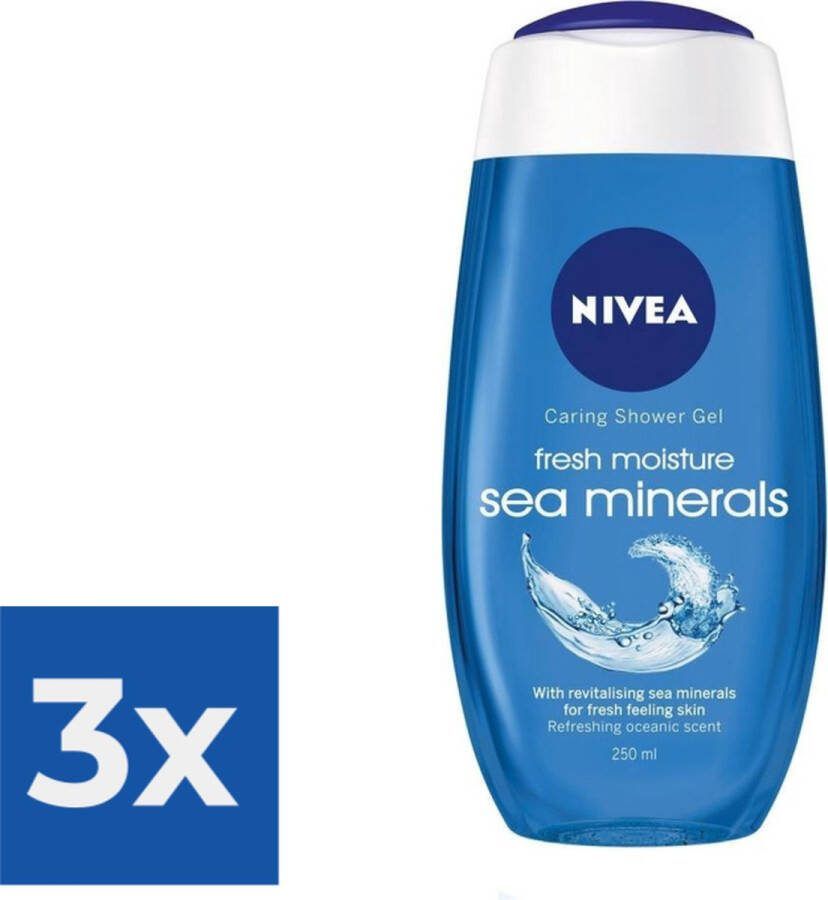 NIVEA Showergel Fresh Moisture Sea Minerals 250 ml Voordeelverpakking 3 stuks