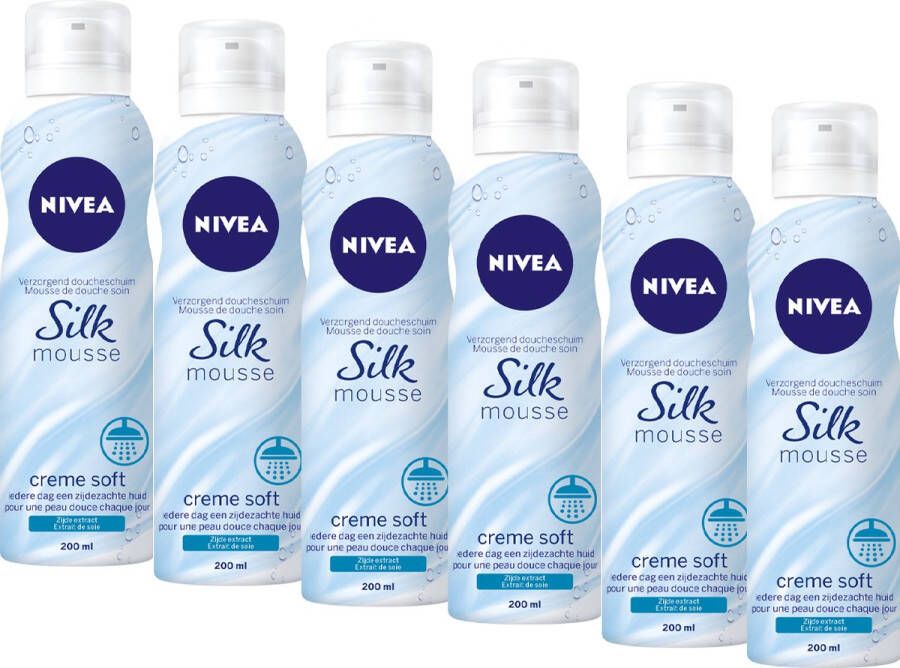 NIVEA Silk Mousse Crème Soft 6 x 200 ml Voordeelverpakking DoucheSchuim