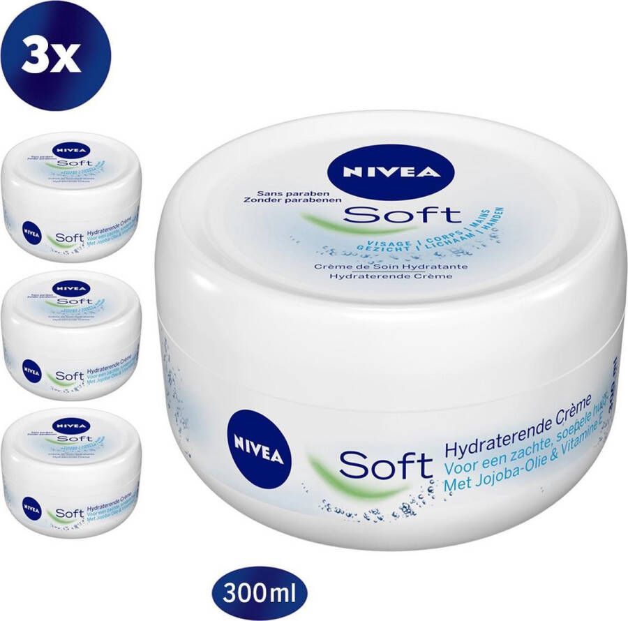 NIVEA Soft Bodycrème 3 x 300 ml Voordeelverpakking