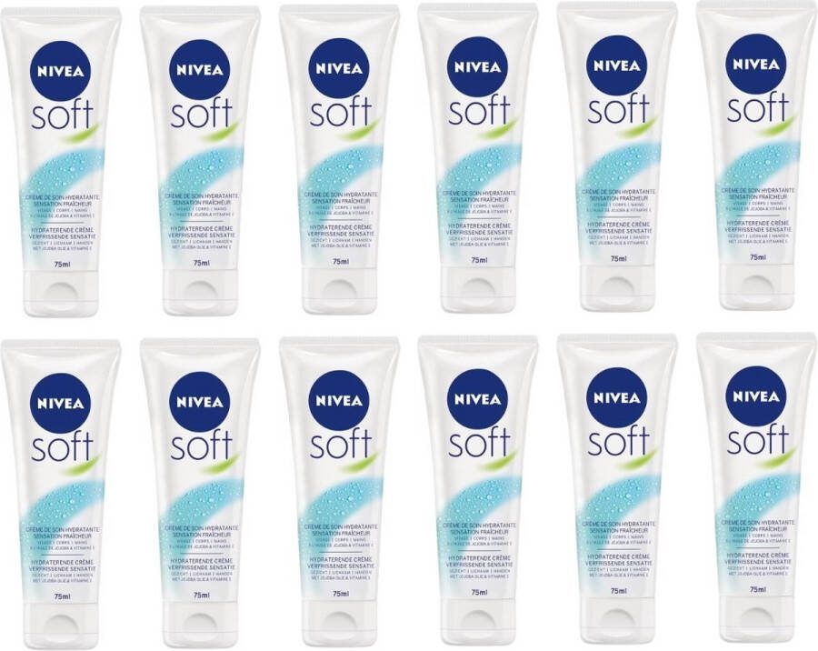 NIVEA Soft Hydraterende Crème 12x75ml Voordeelverpakking