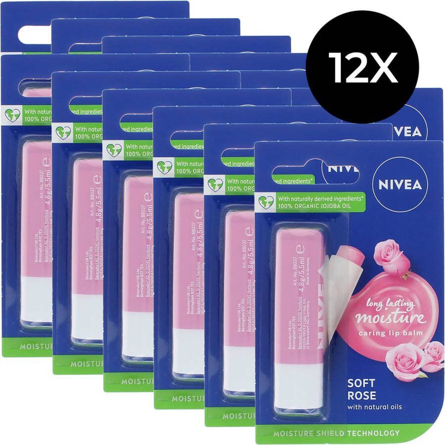 NIVEA Soft Rose Lippenbalsem 12 x 5 ml