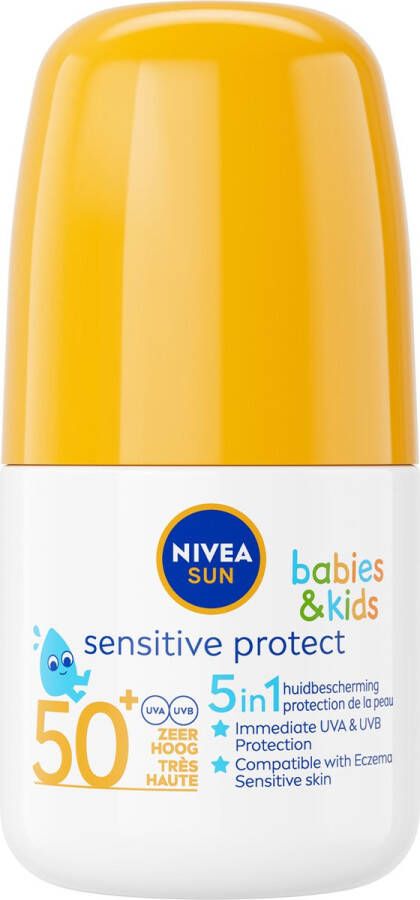 NIVEA SUN Babies & Kids Sensitive Roll-On Zonnebrand SPF 50 Gevoelige huid Ongeparfumeerd Extra waterbestendig 50 ml