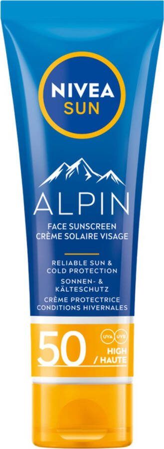NIVEA SUN Face Alpin Zonnebrand Crème SPF 50+ Wintersport Ski Voor het gezicht Zonbescherming Beschermt tegen UVA UVB en de kou 50 ml