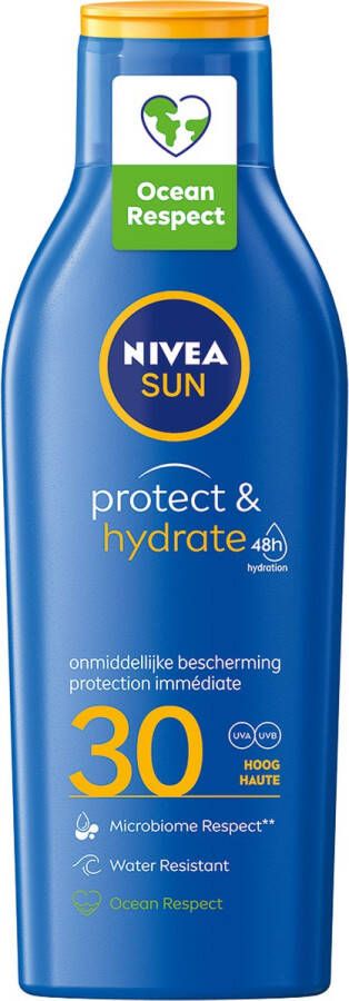 NIVEA SUN Protect & Hydrate Zonnebrand SPF 30 Zonnecrème Zonnemelk Beschermt en hydrateert Zonbescherming Zonnebrandcreme 200 ml