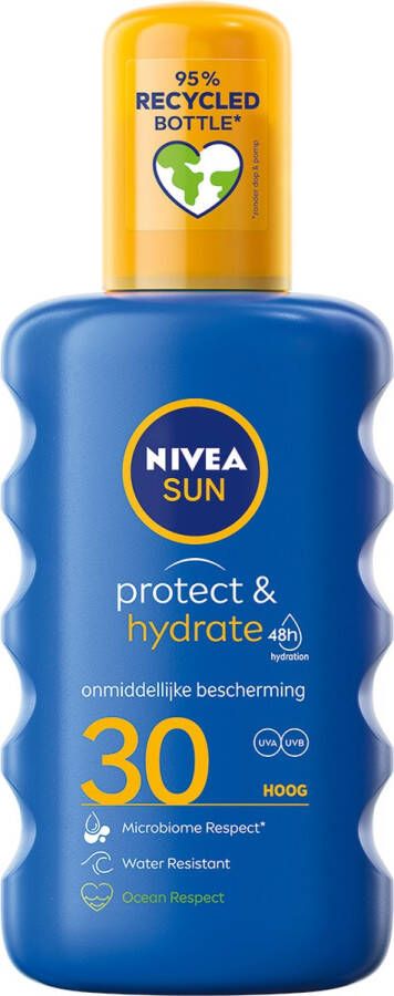 NIVEA SUN Protect & Hydrate Zonnebrand Spray SPF 30 Zonnespray Beschermt en hydrateert Met Vitamine E Zonbescherming 200 ml