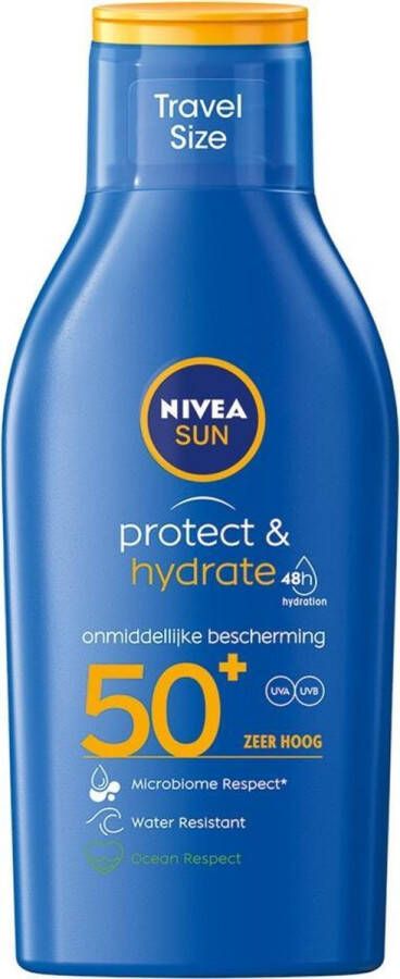NIVEA SUN Protect & Hydrate Zonnemelk Travelsize SPF 50 Oceaanvriendelijk Waterbestendig 100 ml