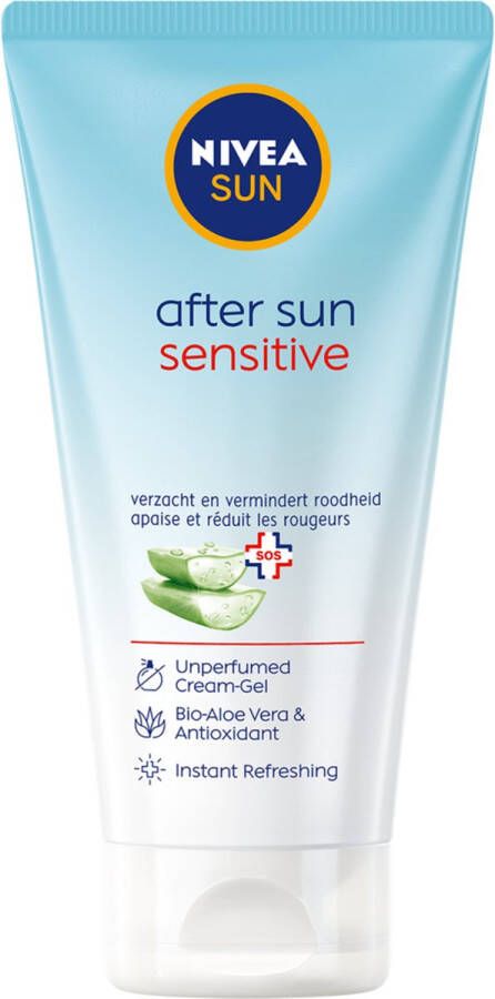 NIVEA SUN Sensitive Aftersun Crème-Gel Gevoelige huid Verzacht en kalmeert Met aloë vera en hyaluronzuur 175 ml