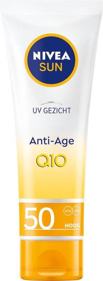 NIVEA SUN UV Gezicht Anti-age Q10 Zonnebrandcrème SPF 50 -Matterende -Met antioxidanten Beschermt en verzorgt 50 ml
