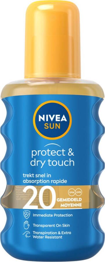 NIVEA SUN Zonnebrand Protect & Dry Touch Transparante Zonnespray SPF 20 200 ml