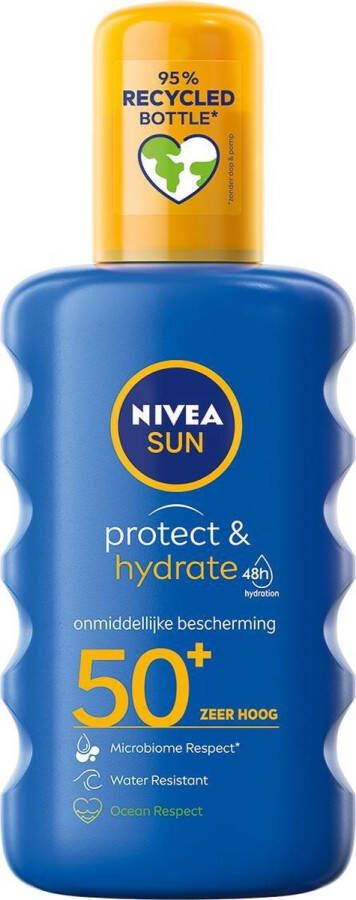 NIVEA SUN Protect & Hydrate Zonnebrand Spray SPF 50 Beschermt en hydrateert Koraalvriendelijk Met Vitamine E 200 ml