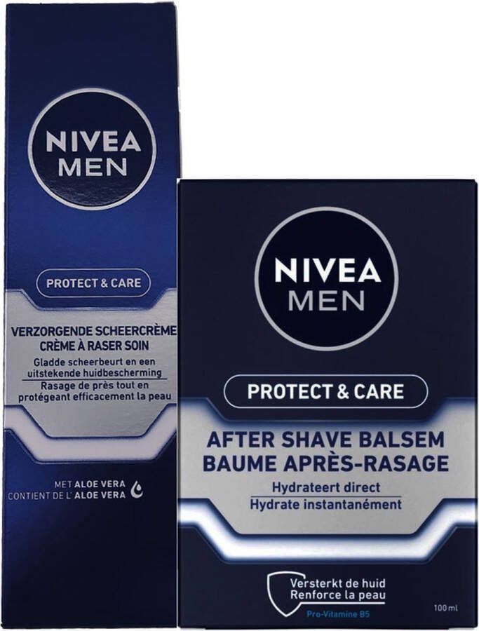 NIVEA Verzorging voor mannen: Protect& Care Aftershave balsem 100ml en Scheercreme 100ml