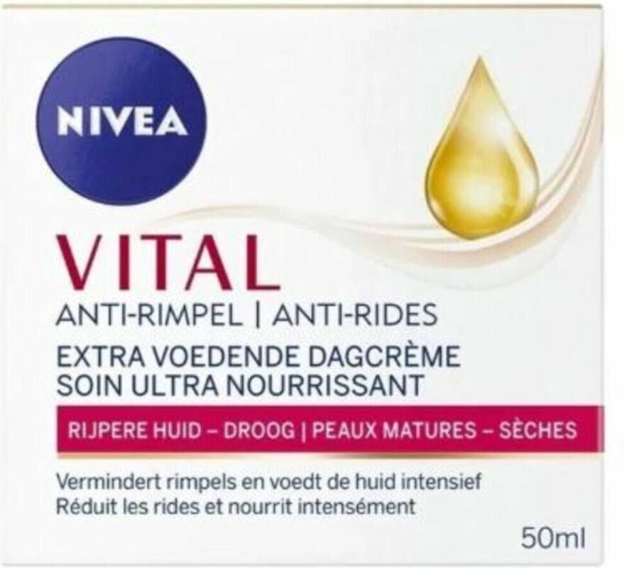 NIVEA VITAL Anti-Rimpel Extra Voedende Dagcrème Rijpe en droge huid SPF 15 Met arganolie en calcium 50 ml