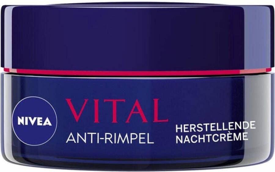 NIVEA VITAL Anti-Rimpel Herstellende Nachtcrème Rijpe huid Hydrateert en revitaliseert Met vitamine F teunisbloemolie en calcium 50 ml