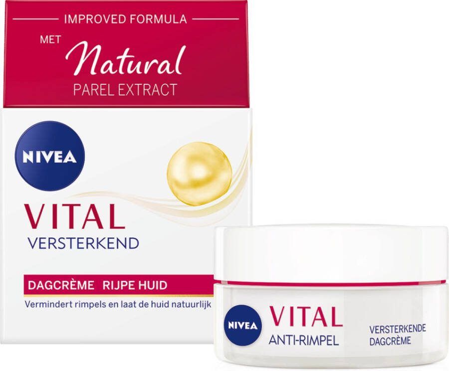 NIVEA VITAL Anti-Rimpel Versterkende Dagcrème Gezicht Rijpe huid Revitaliserende werking Crème Met Parelextract vitamine F en teunisbloemolie 50 ml