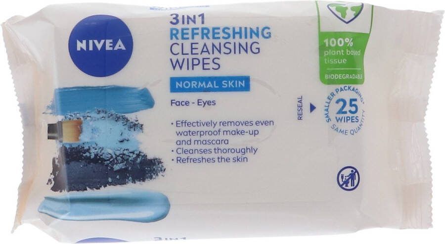 NIVEA Voordeelverpakking van 2 x Biodegradeable Wipes 25s 3in1 Normal Skin (NIV455)