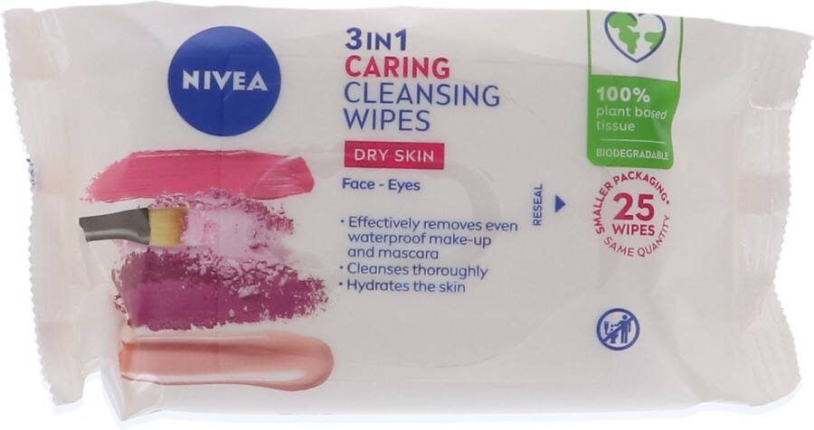 NIVEA Voordeelverpakking van 3 x Biodegradeable Wipes 25s 3in1 Dry Skin (NIV489)