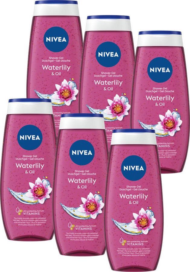 NIVEA Waterlily & Oil Douchegel – Met Vitamine C & E Voordeelverpakking 6 x 250 ml