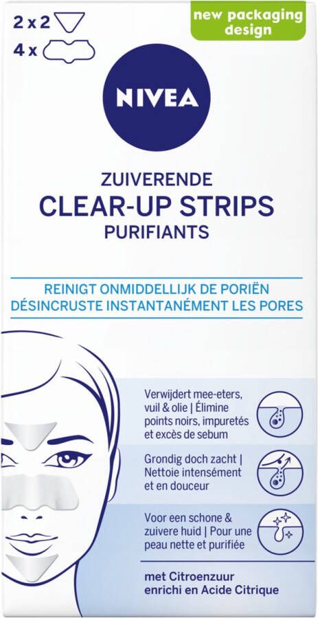 NIVEA Zuiverende Clear-up Strips Reinigingsstrips Mee eters verwijderen Gezichtsreiniging 6 stuks