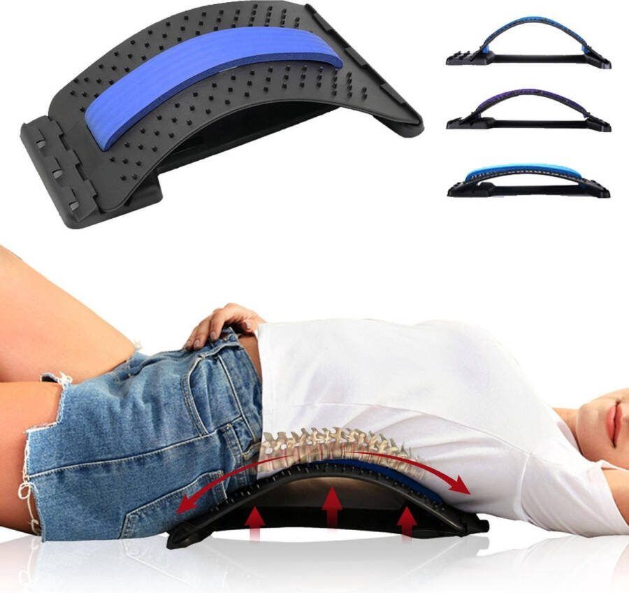NLNEEDS Rugstretcher Backstretcher 4 hoogteverstelling Massage Apparaat met massagepunten voor rugpijn met Zachte Pads voor Optimale Ontspanning
