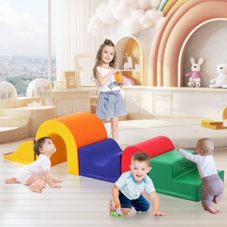 No 5-in-1 gigantische kleurrijke zachte schuimrubberen bouwblokken voor kinderen perfect voor creatief spelen klimmen kruipen en ontwikkeling van de motoriek