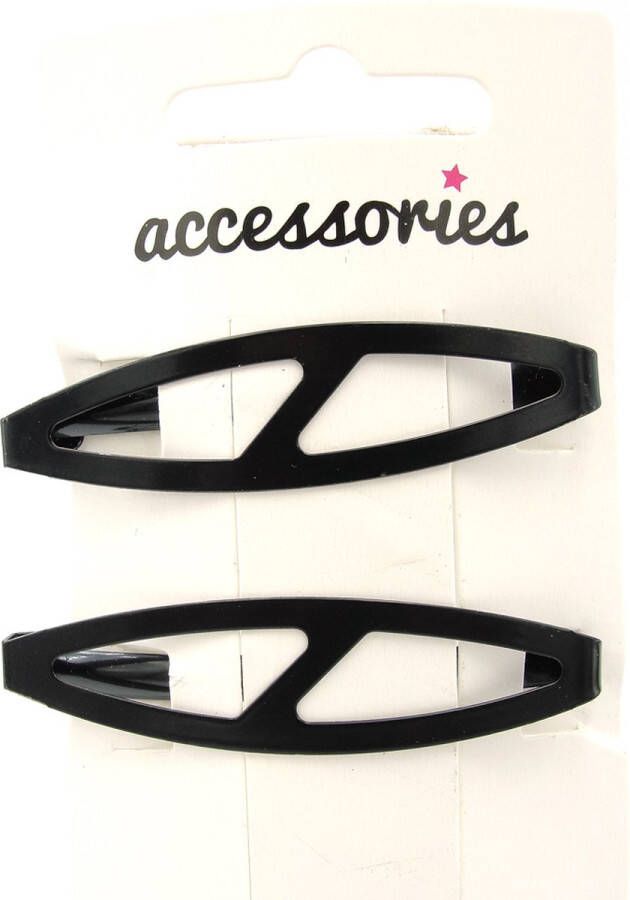 No Evil 2 haarspeldjes haarclips van zwart metaal 6 cm
