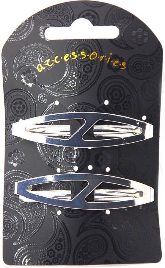 No Evil 2 haarspeldjes haarclips zilverkleurig metaal 6 cm