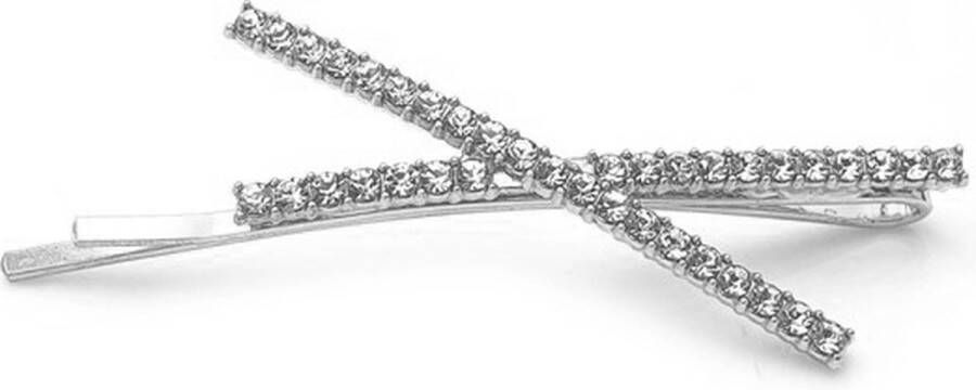 No Evil Haarspeldje haarschuifje zilverkleurig kruis met naturel strass