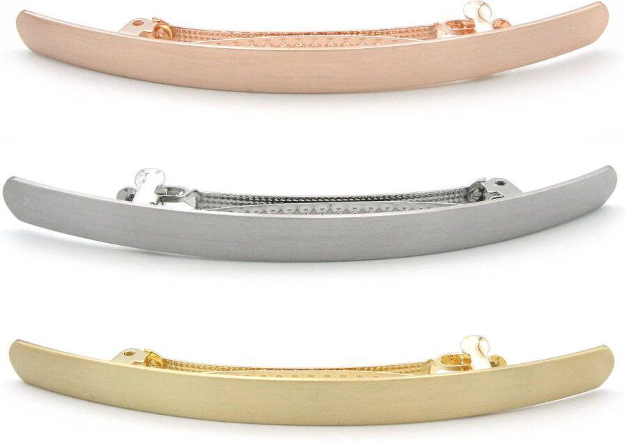 No Evil Set van 3 metalen haarspelden french barrette zilver goud en rose gold