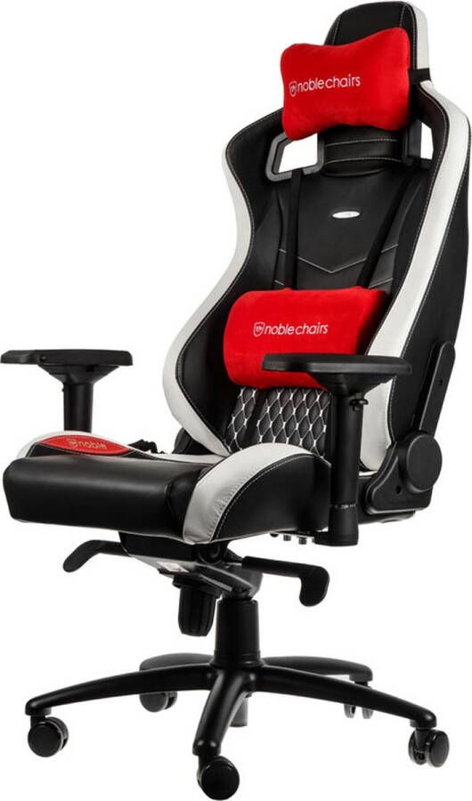 Noblechairs EPIC Real Leather Gaming Zw Wit Rd
