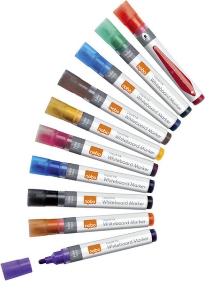 Nobo Viltstift whiteboard liquid rond ass 3mm Pak a 10 stuk 12 stuks