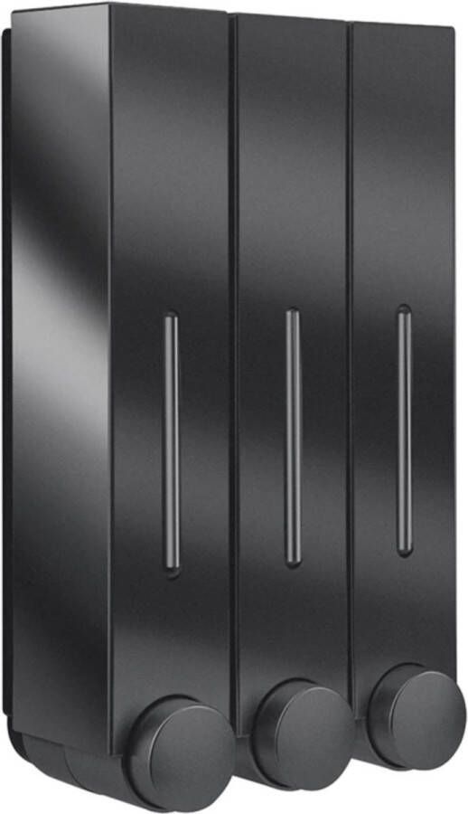 Noir 528 Zeepdispenser Muur Douche Zeeppompje 3 Kamer 3 Reservoirs 3 x 420ml hangend wandmontage Zwart
