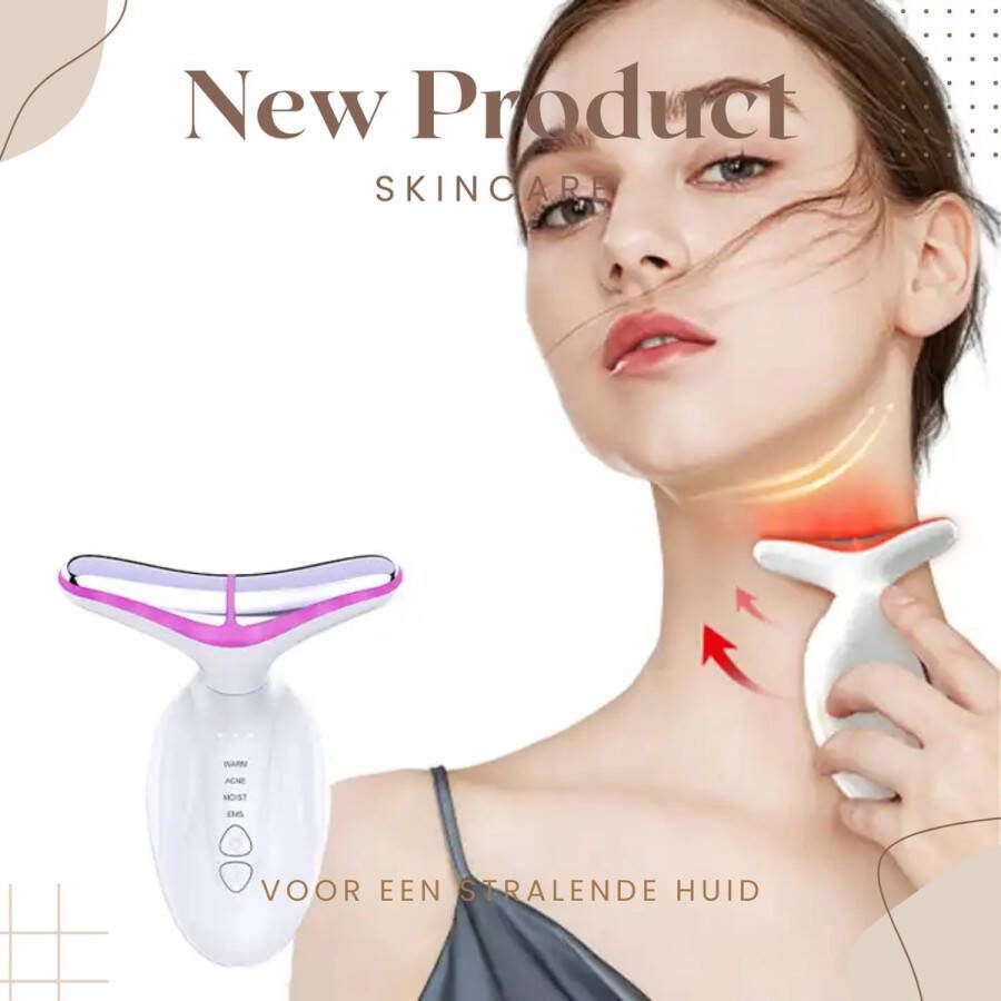 NORIEUX Facelift Apparaat Anti Rimpels Nek En Gezicht Apparaat Facelift Skin Care Huidverzorging Apparaat Drie Lichten Functie Led gezichtsmasker Anti rimpel Gezichtsmassage – Nekmassage- Huidverzorging Gezichtsreiniger Verminderen van Ac