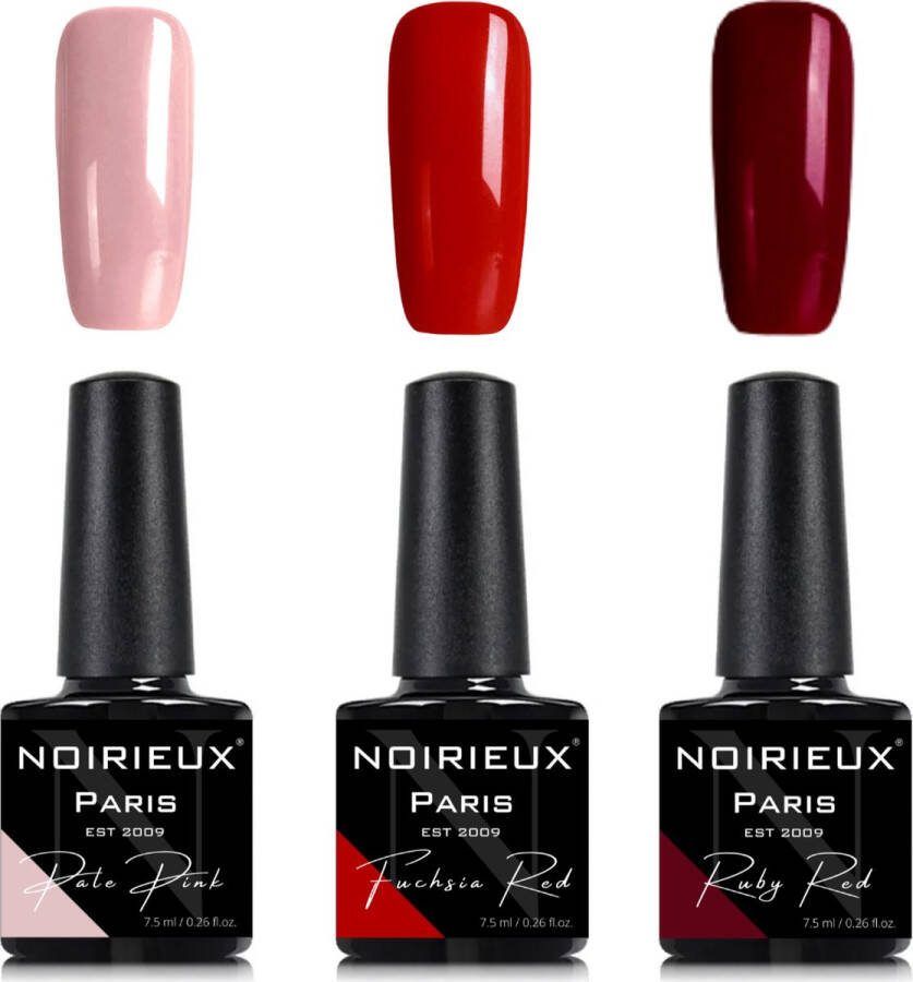 NOIRIEUX Gellak Premium Gellak Nagellak Gel nagellak Pale Pink Fuchsia Red & Ruby Red
