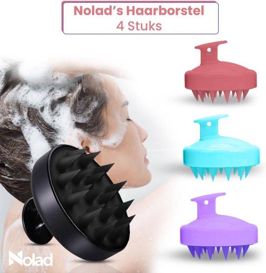 Nolad Haarborstel Set van 4 stuks Massageborstel Anti klit borstel Anti roos borstel Ronde bostel Kunststof