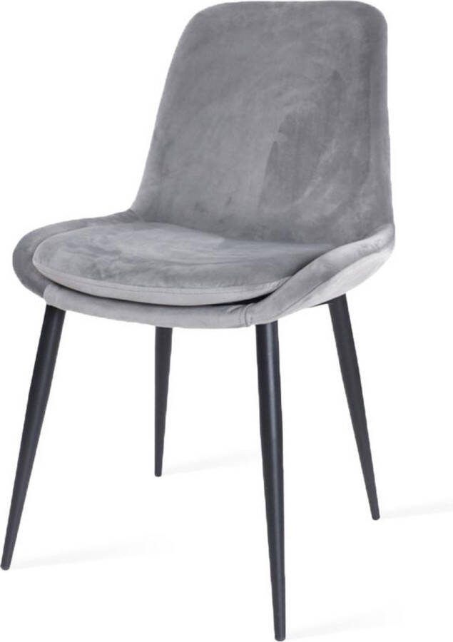 Nolon Amelie Velvet Eetkamerstoel Grijs Metalen Onderstel Fluwelen Velours Zacht
