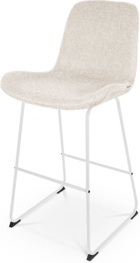 Nolon Nino-Fé Barkruk Beige Wit Onderstel 75 cm Stof Barkruk met Rugleuning