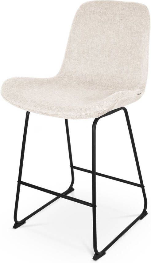 Nolon Nino-Fé Barkruk Beige Zwart Onderstel 65 cm Stof Kookeiland Barkruk met Rugleuning